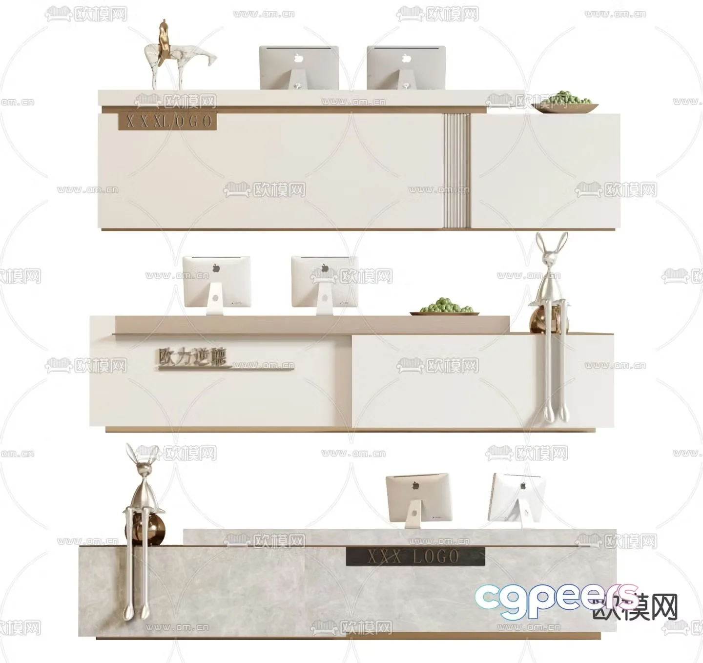Front desk service desk reception desk information desk 3d model
