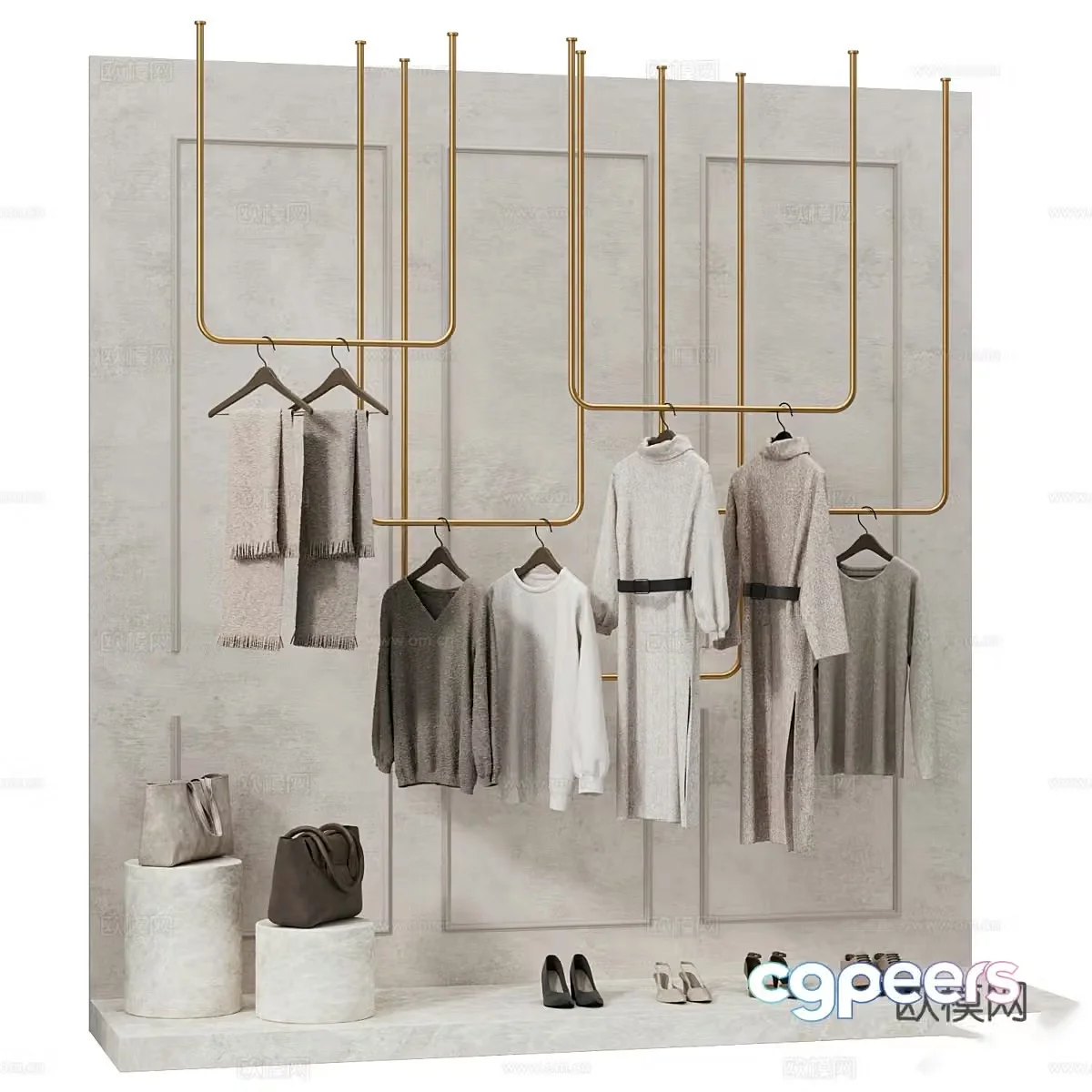 Modern clothing store clothing exhibition stand 3D model