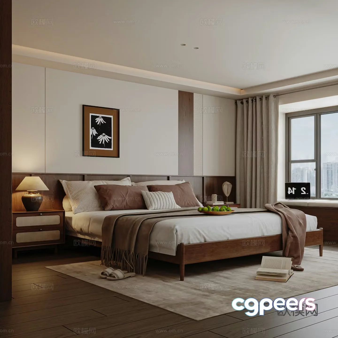 Wabi-sabi style bedroom master bedroom 3d model
