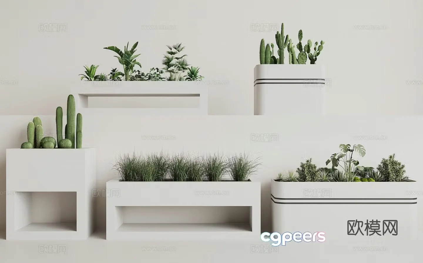 Modern flower box flower bed 3d model