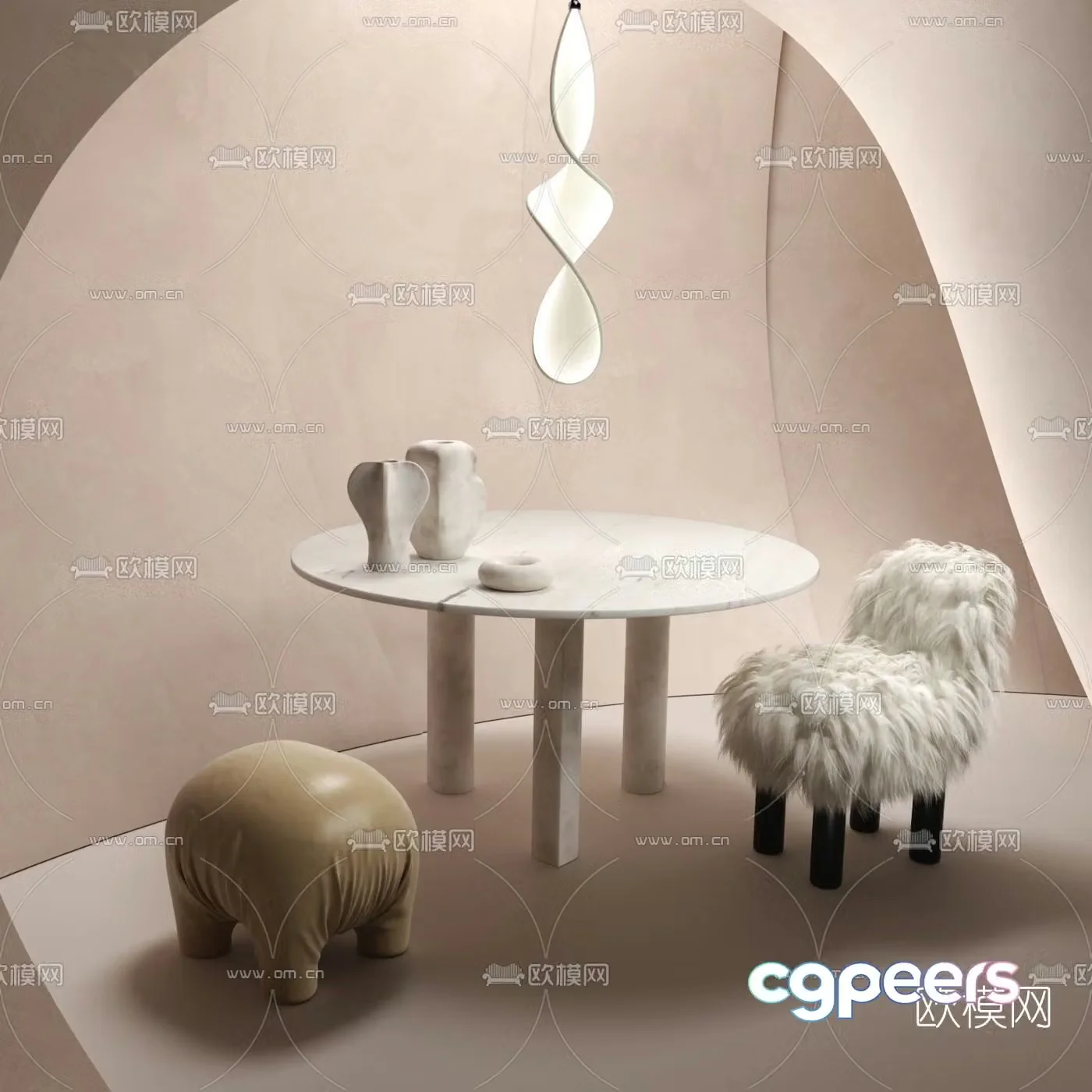 Modern children’s lamb table and chair 3d model