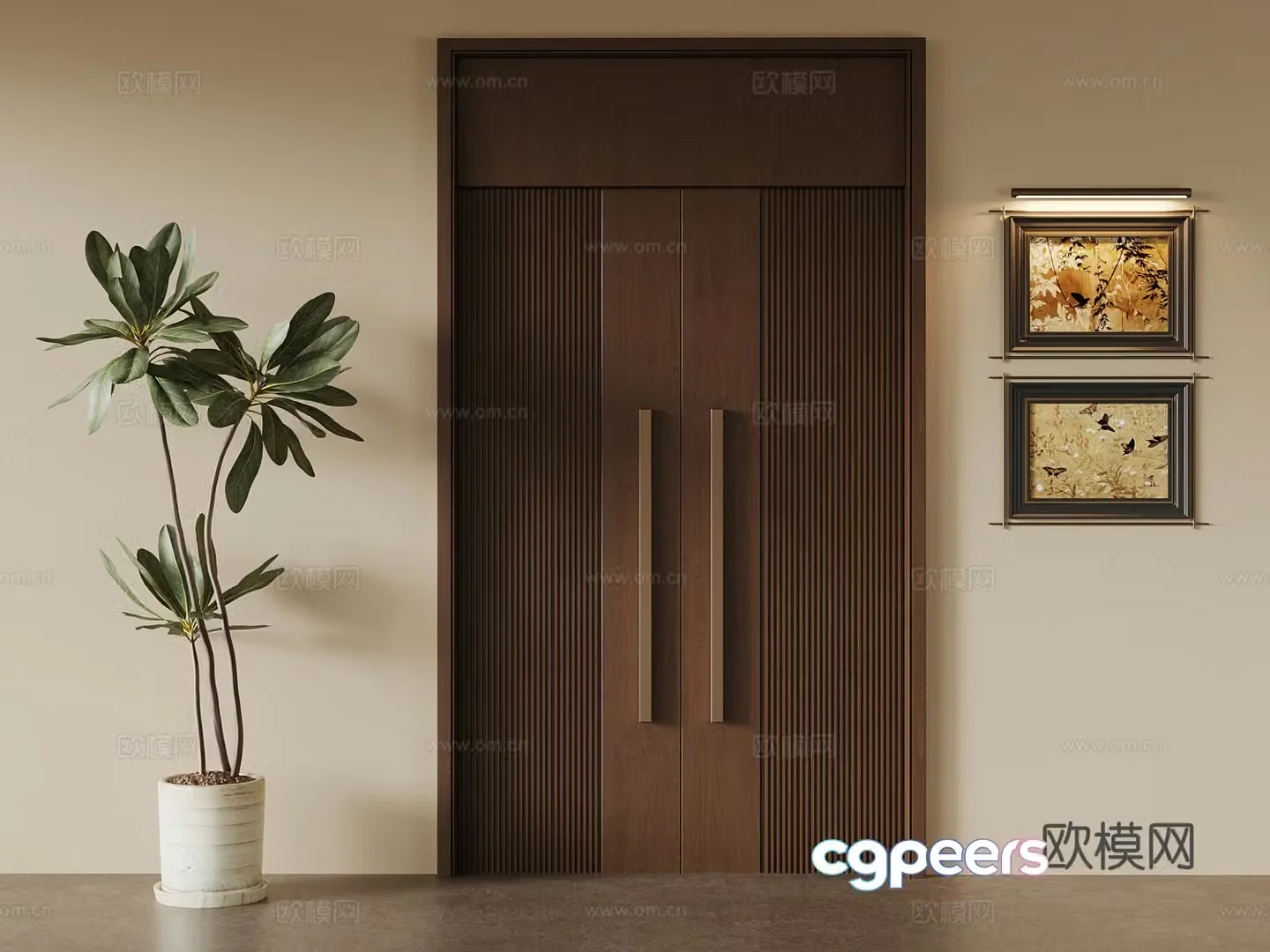 24 medieval style double-open door hanging painting 3D model