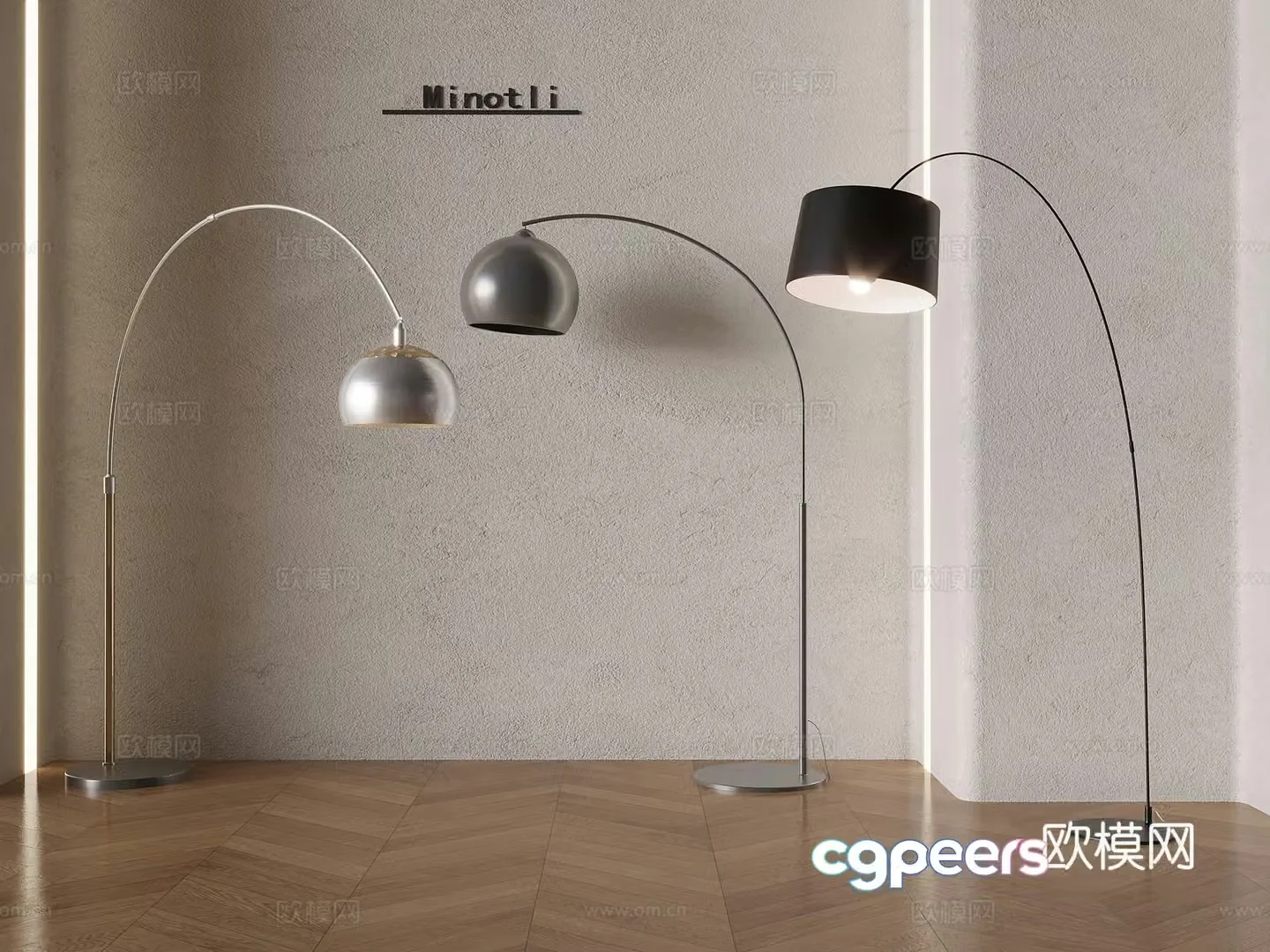 Italian art fishing lamp minimalist metal floor lamp 3d model