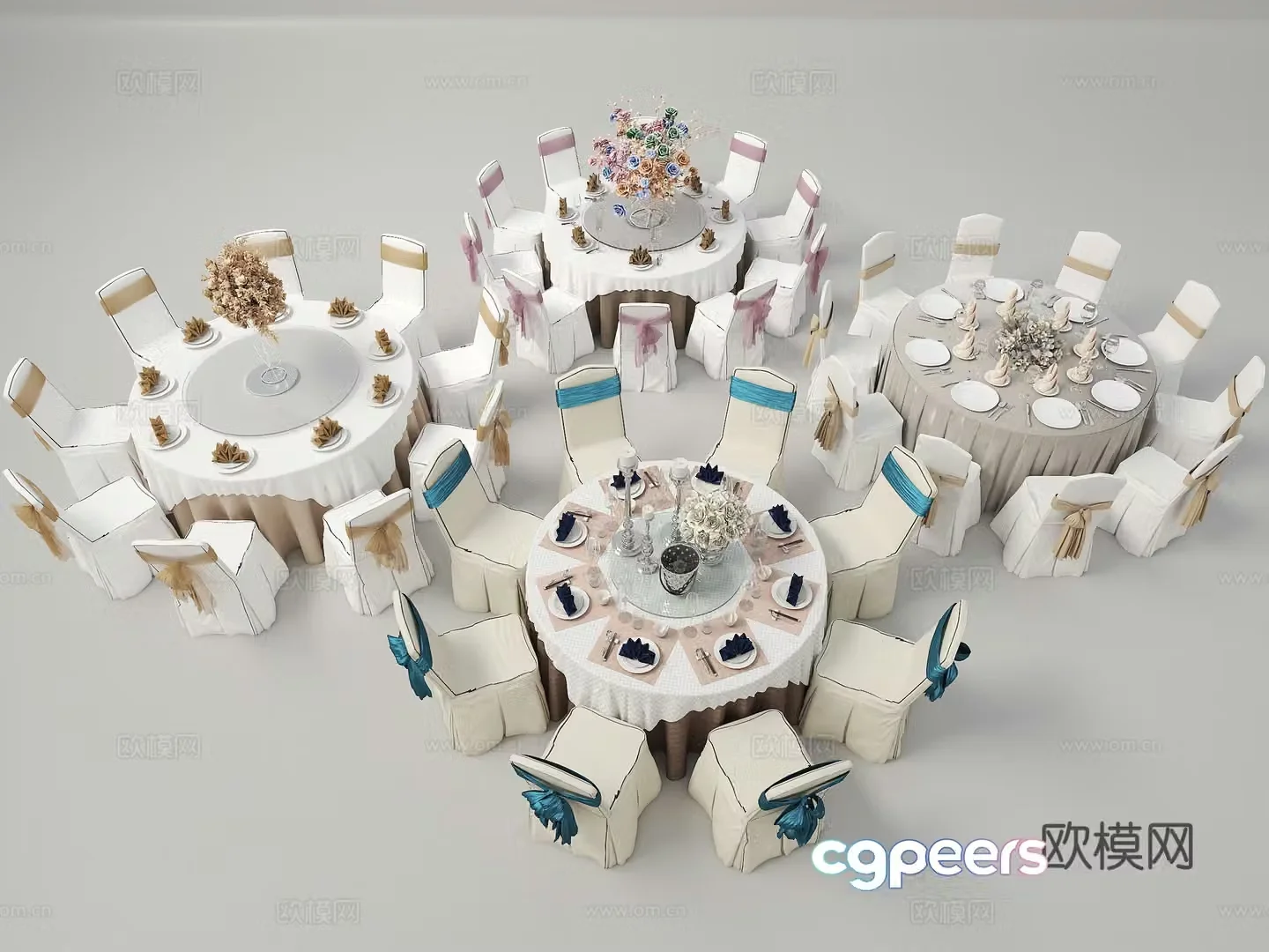 Banquet hall tables and chairs auditorium tables and chairs hotel tables and chairs wedding tables and chairs 3d model