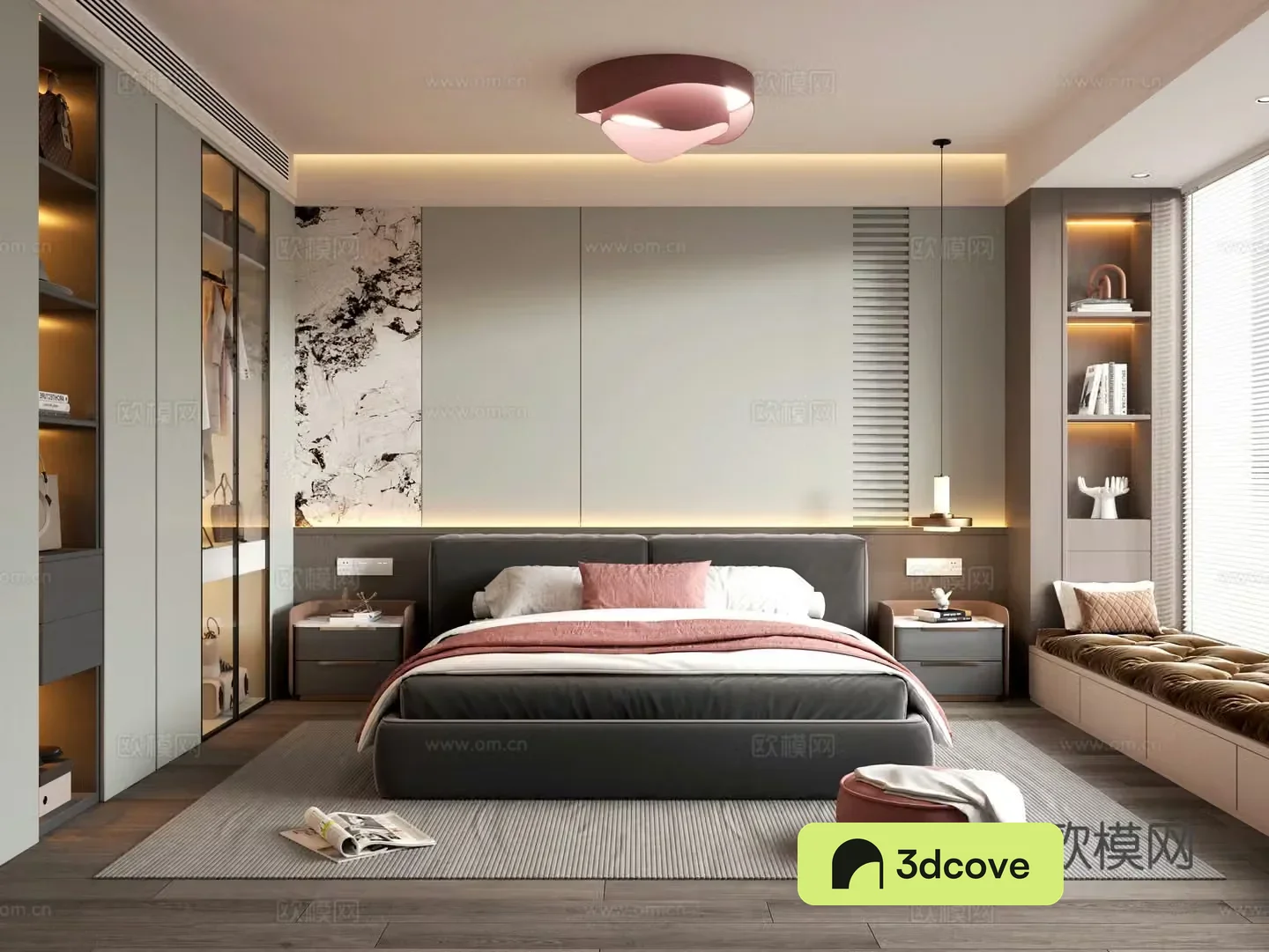 Modern bedroom Double bed Wardrobe