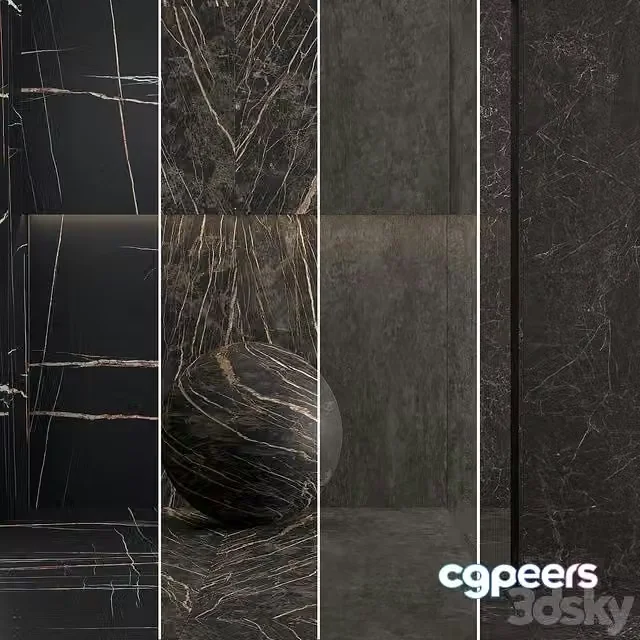 3ds Max Free – Porcelain tile Laminam Sahara Noir, NATURALI NERO-GRECO, Noir Desire, Cemento Nero. 3000x1000mm