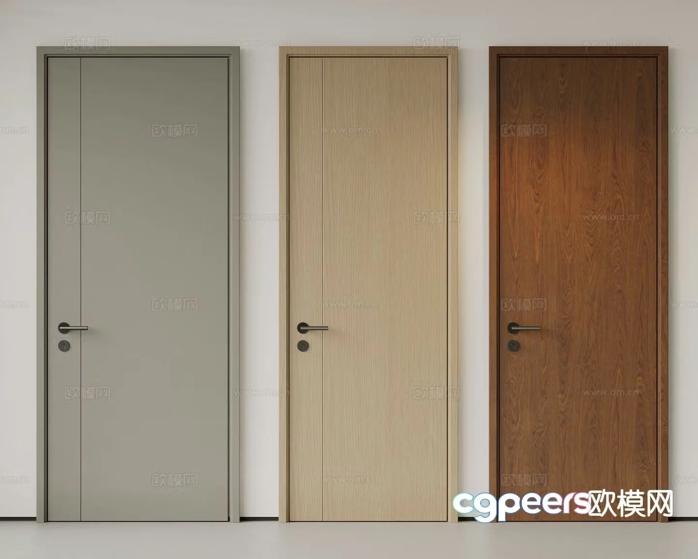 Modern single door bedroom door minimalist door room door 3d model