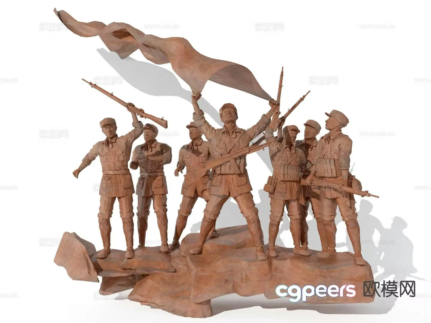 Revolutionary Sculpture Red Army Sculpture Figure Sculpture 3D Model