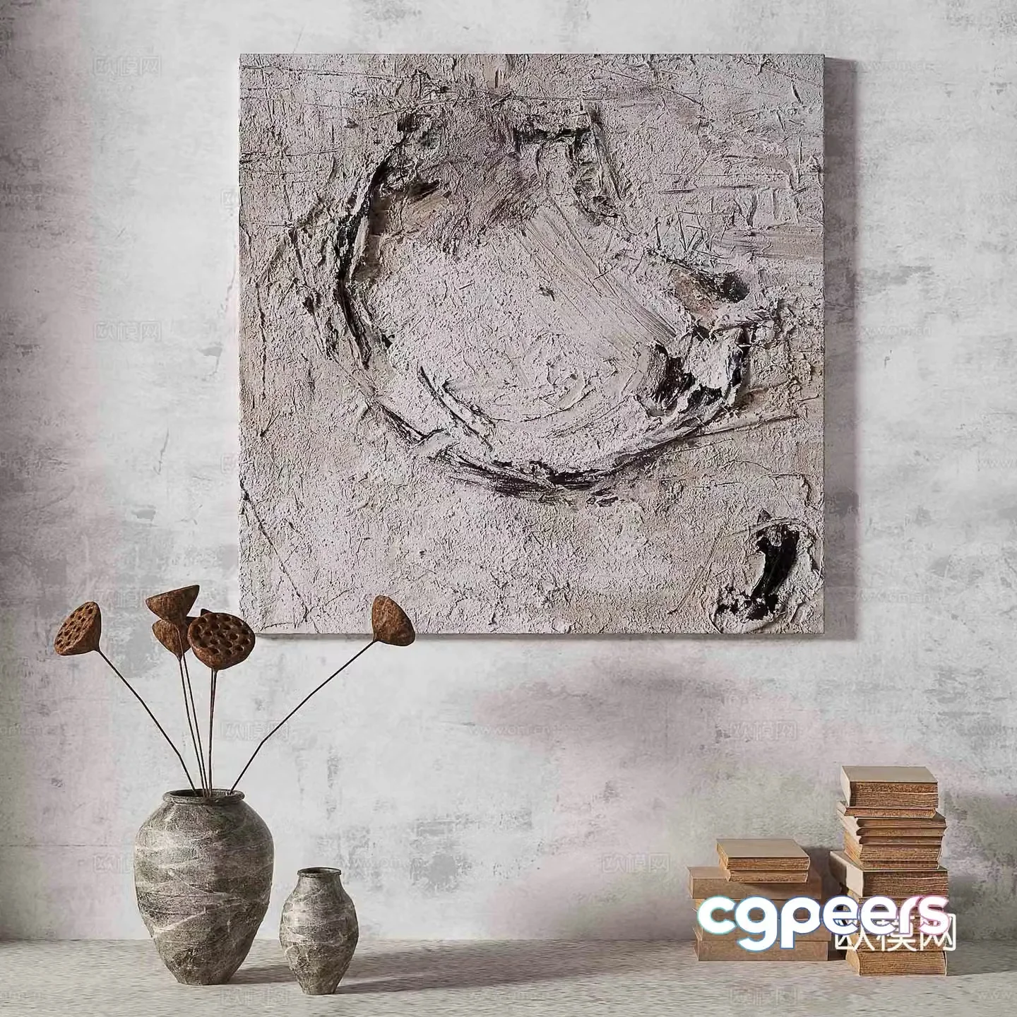 Wasabi light luxury abstract decorative painting 3d model