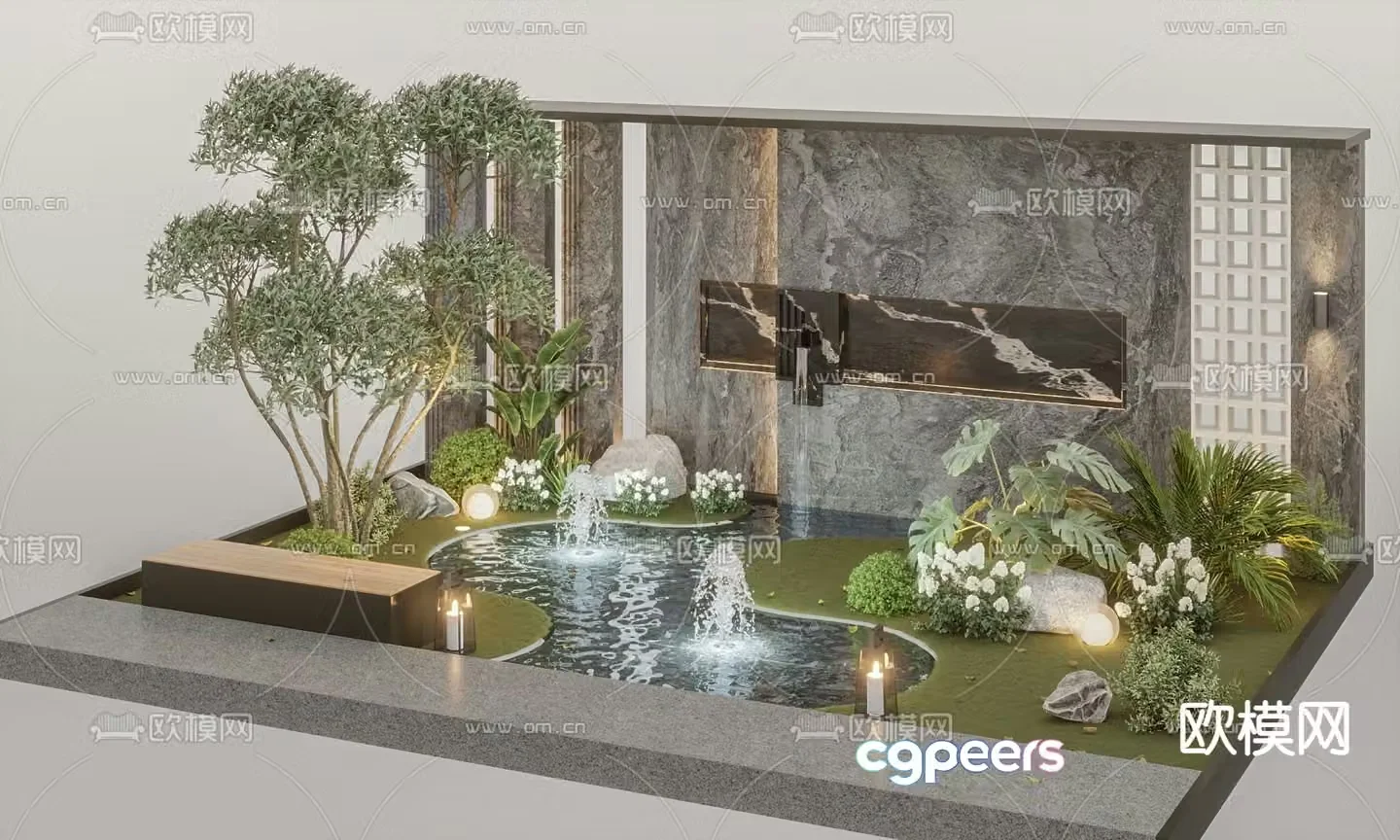 Garden wall water feature fountain 3D model