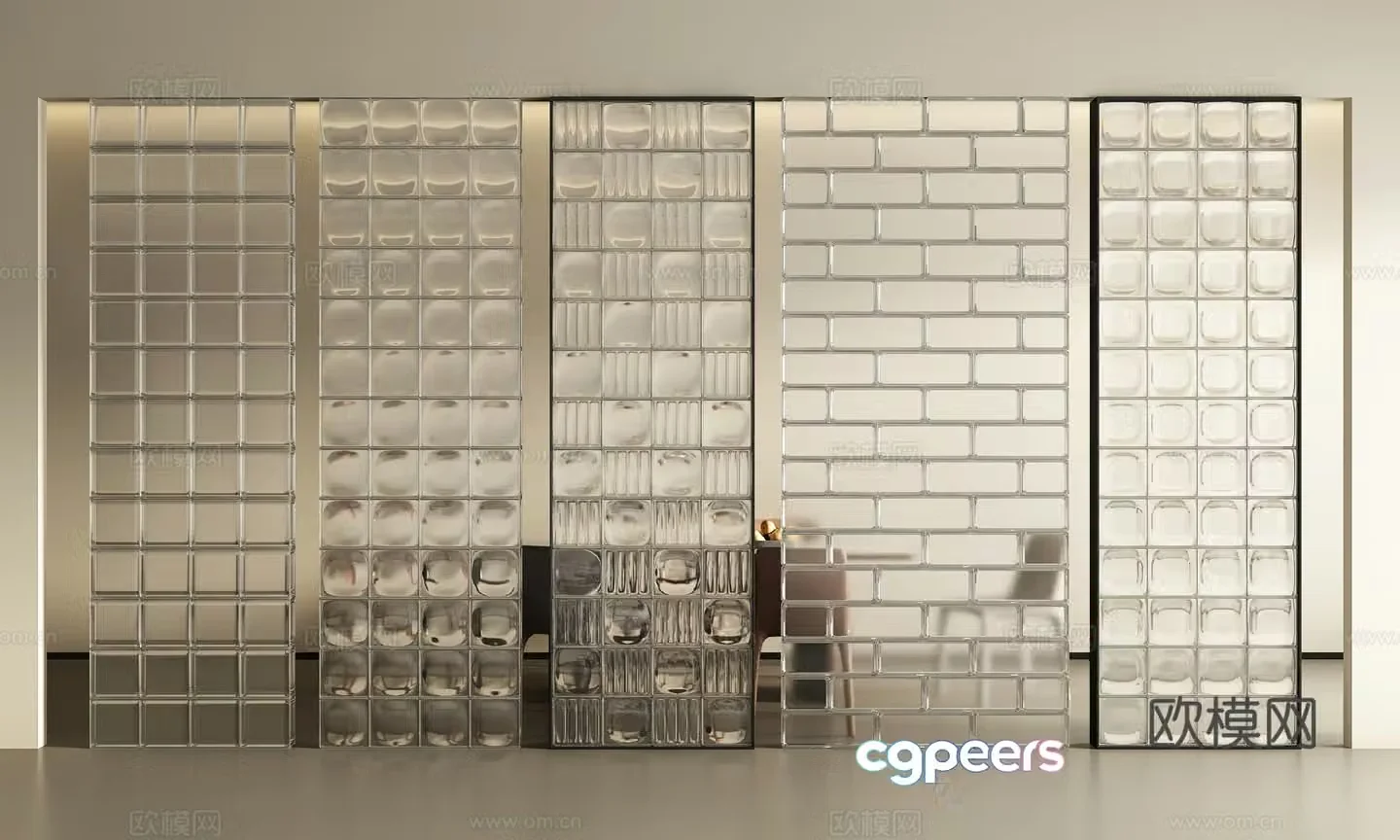 Modern glass brick partition 3d model