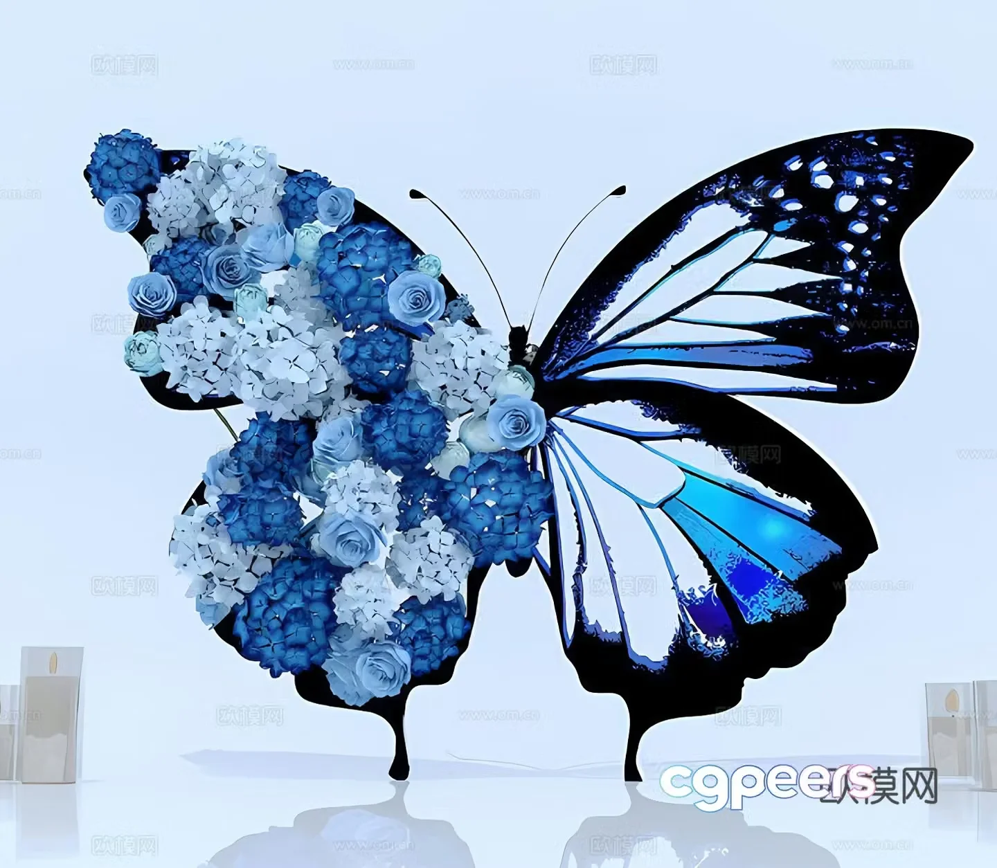 Butterfly sculpture art ornament 3d model