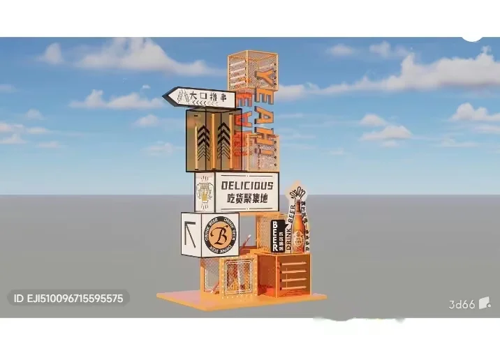 A Sign With Various Words On It 3D Model – 5287 – VRAY Render