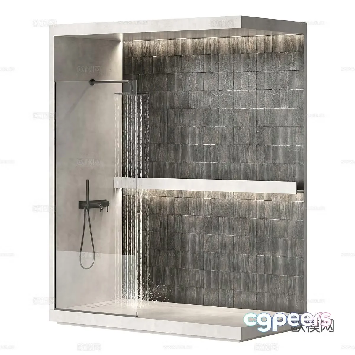 Modern minimalist shower room 3d model