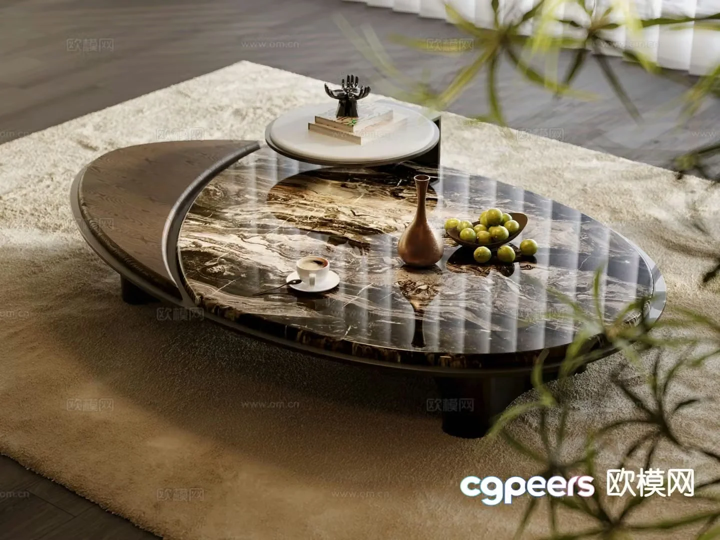 Italian light luxury coffee table 3D model