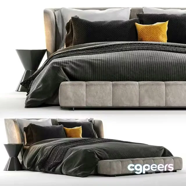 3ds Max Free – Reeves Bed with yellow pillow