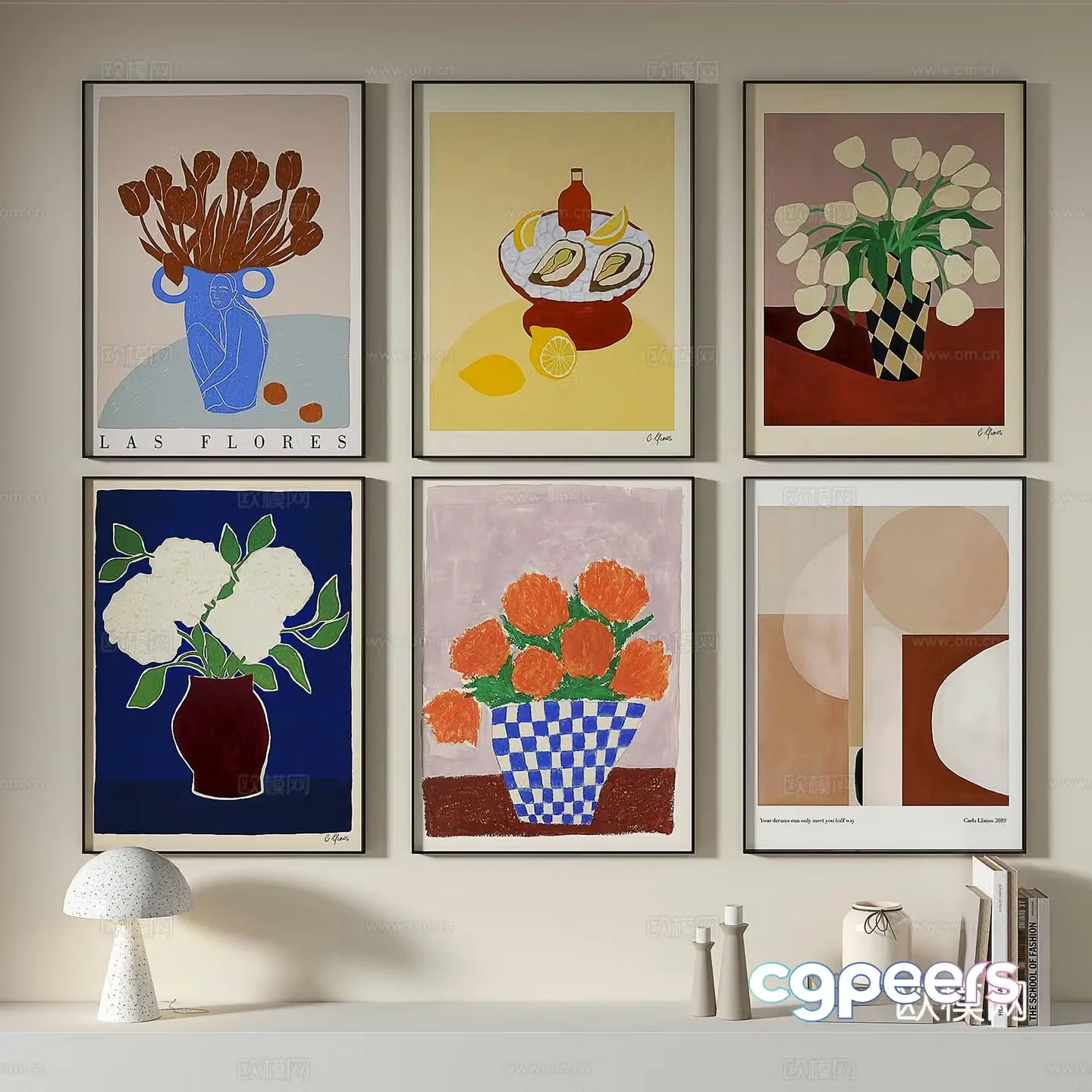 Modern retro abstract decorative painting 3d model