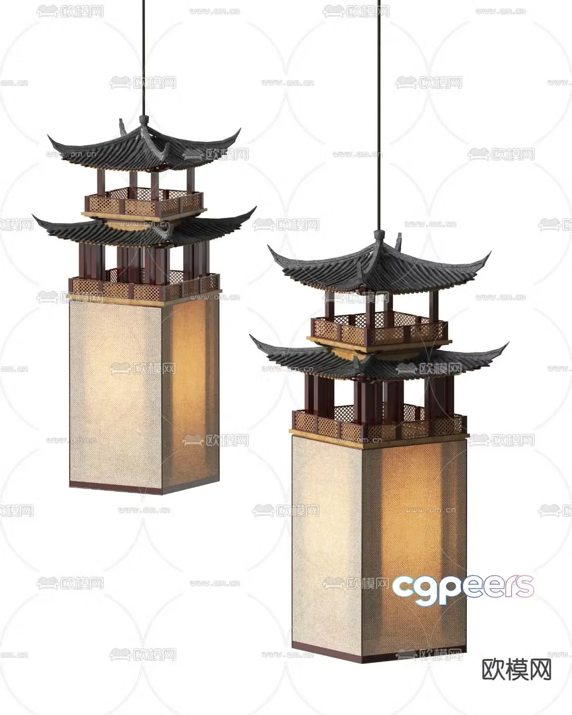New Chinese Chandelier Tower Chandelier 3D Model