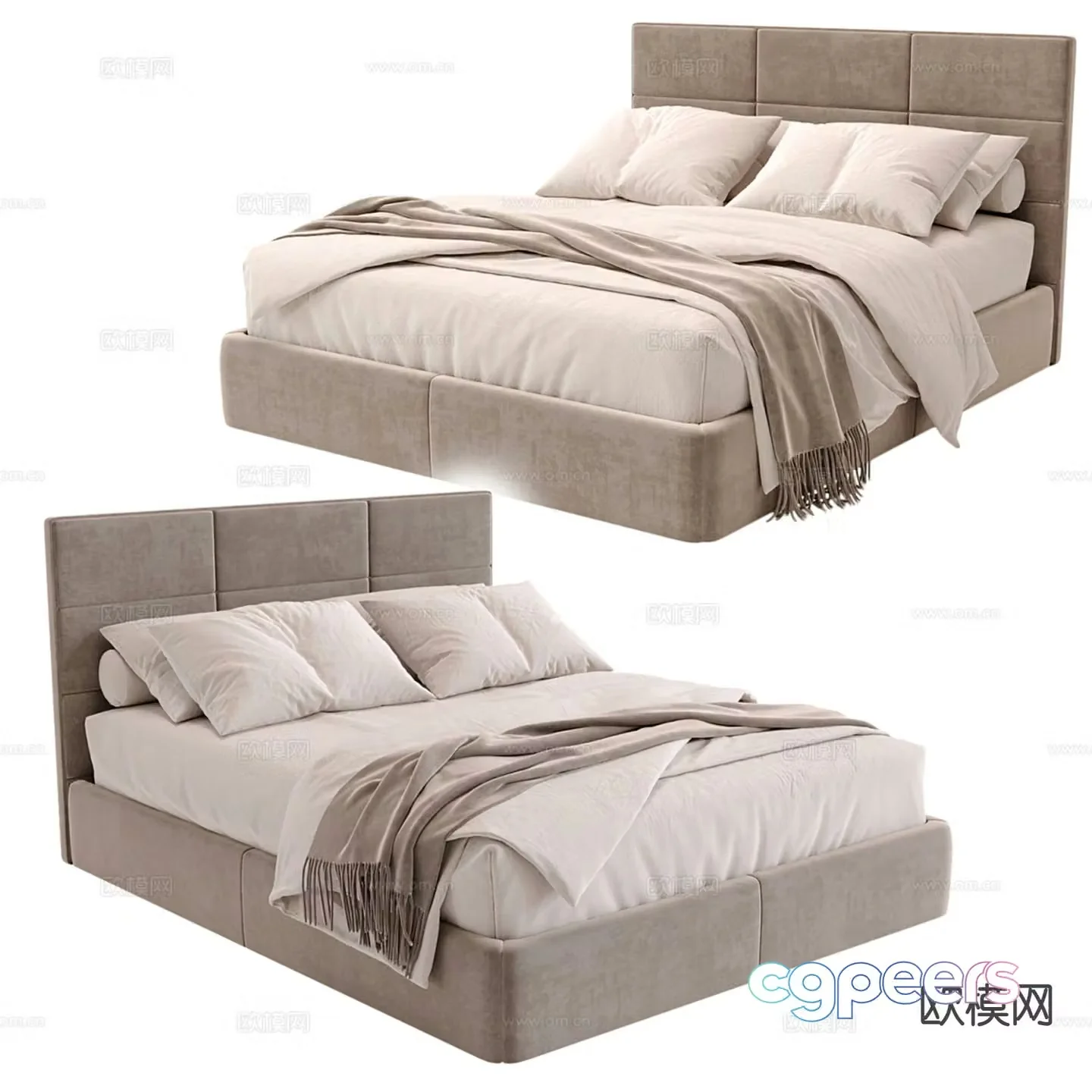 Modern double bed 3d model