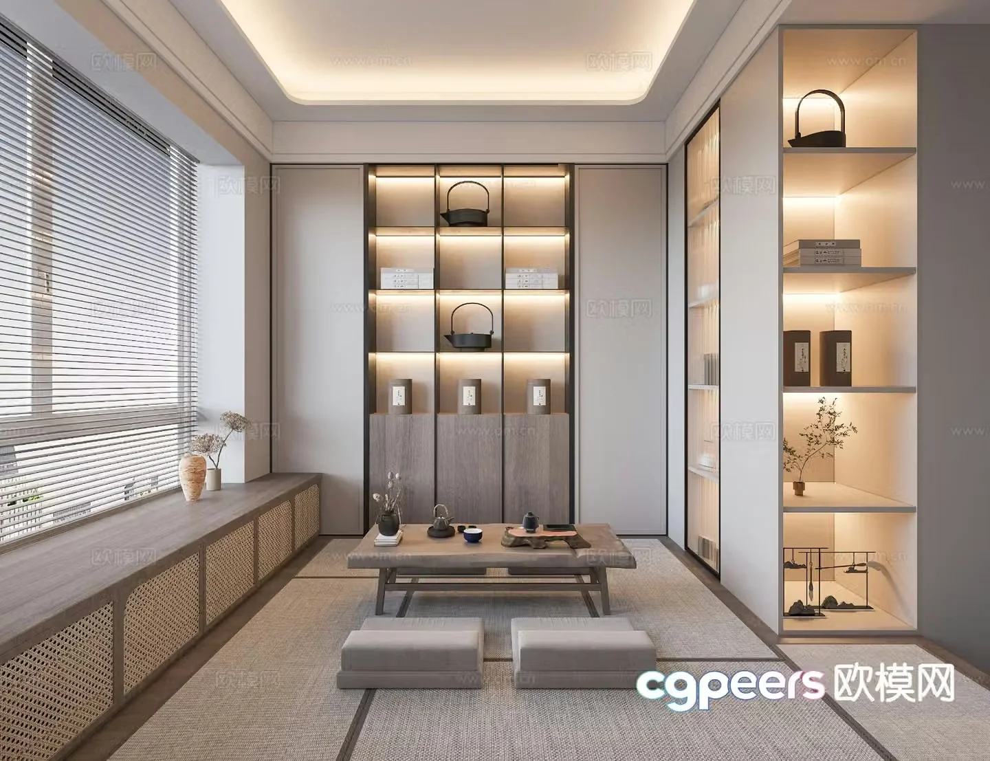 New Chinese Tea Room Tatami Tea Room 3D Model