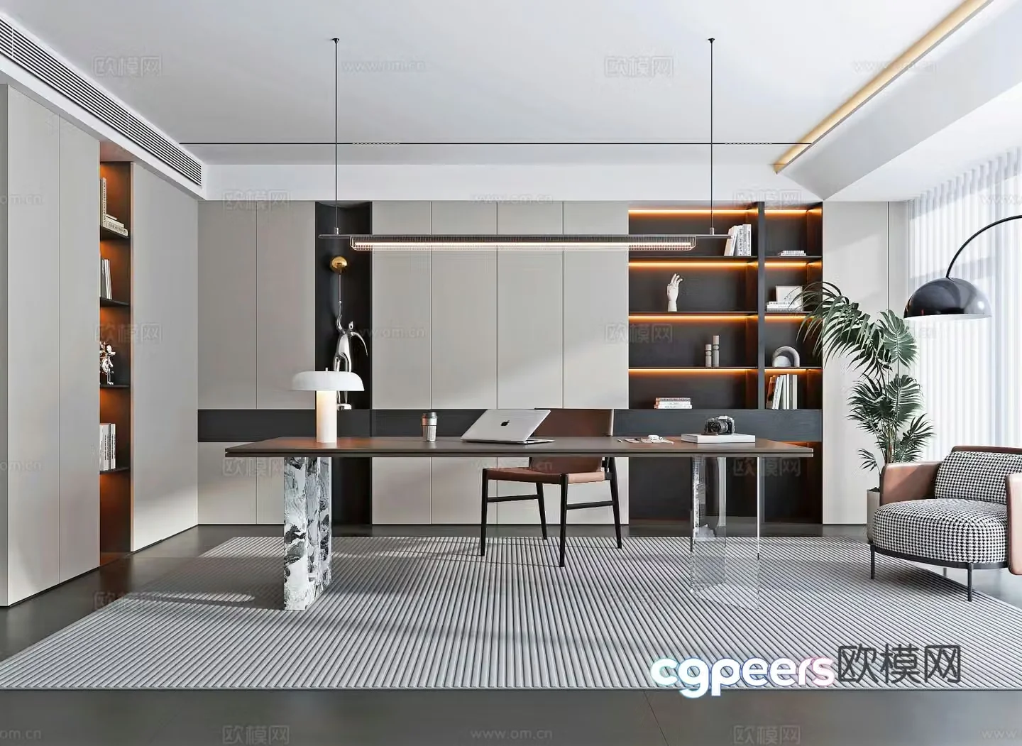 Modern study room 3d model
