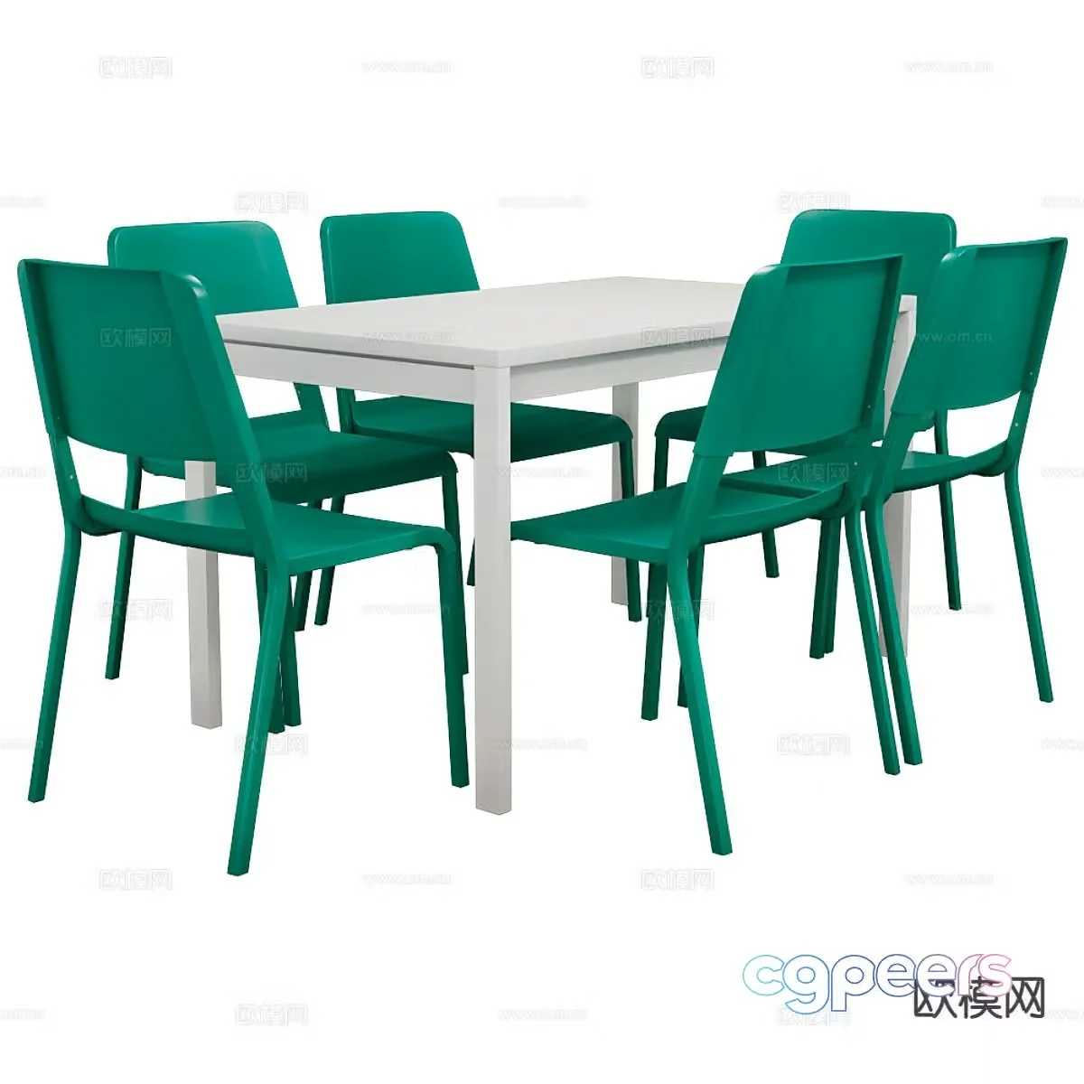 Modern dining table and chairs 3d model