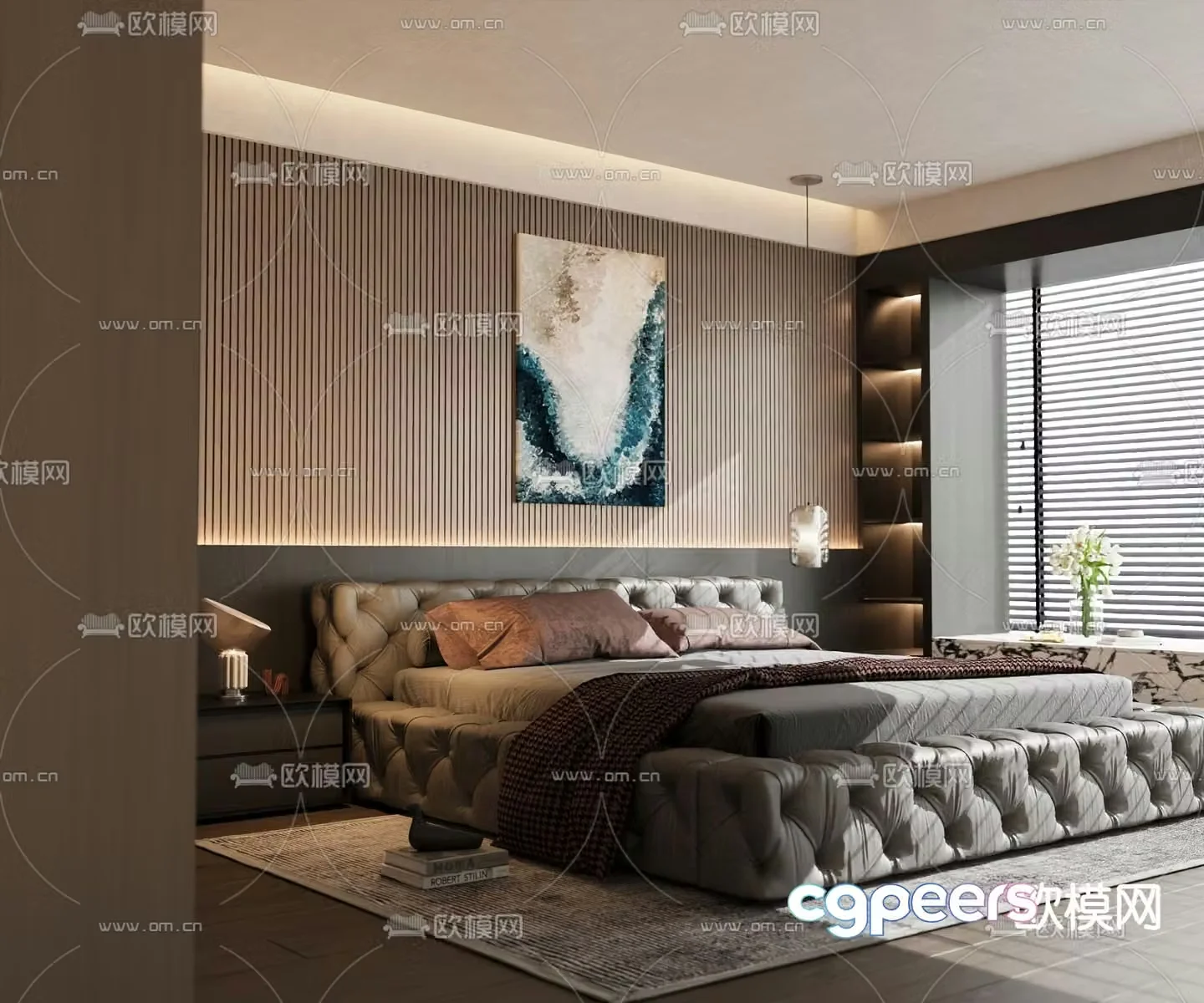 Italian double bed 3d model