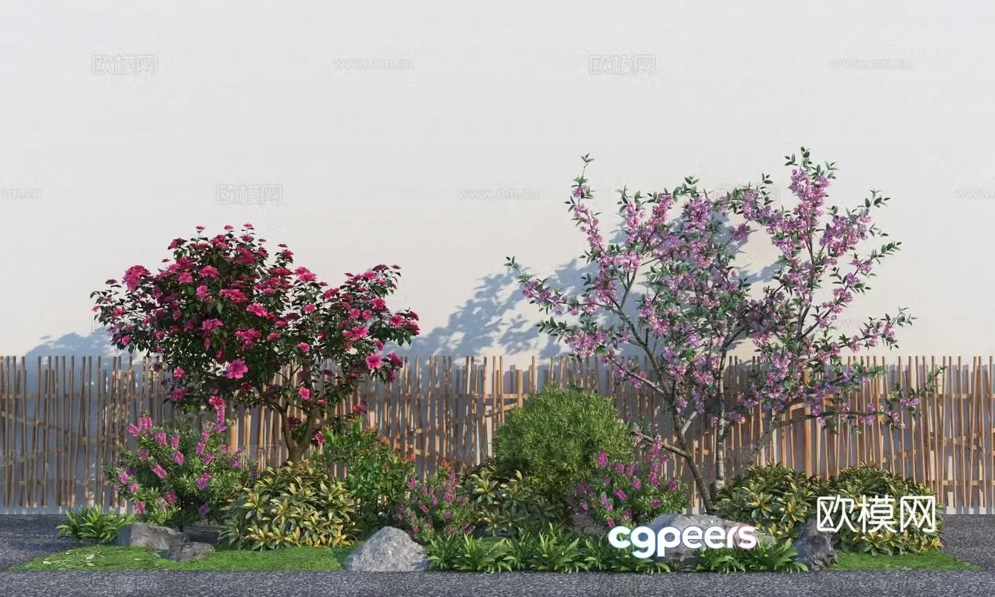 Modern landscape shrub plant combination 3d model