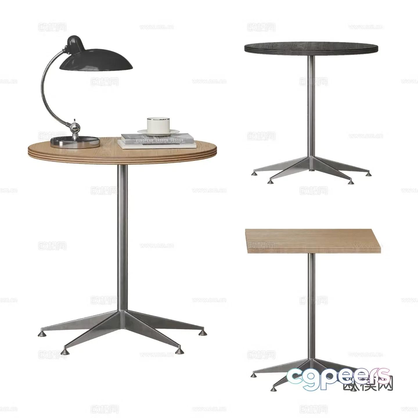 Modern Bauhaus retro side combination stainless steel side table square side table round side table 3d model