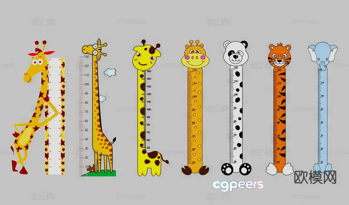 Kindergarten measuring height cartoon ruler 3d model