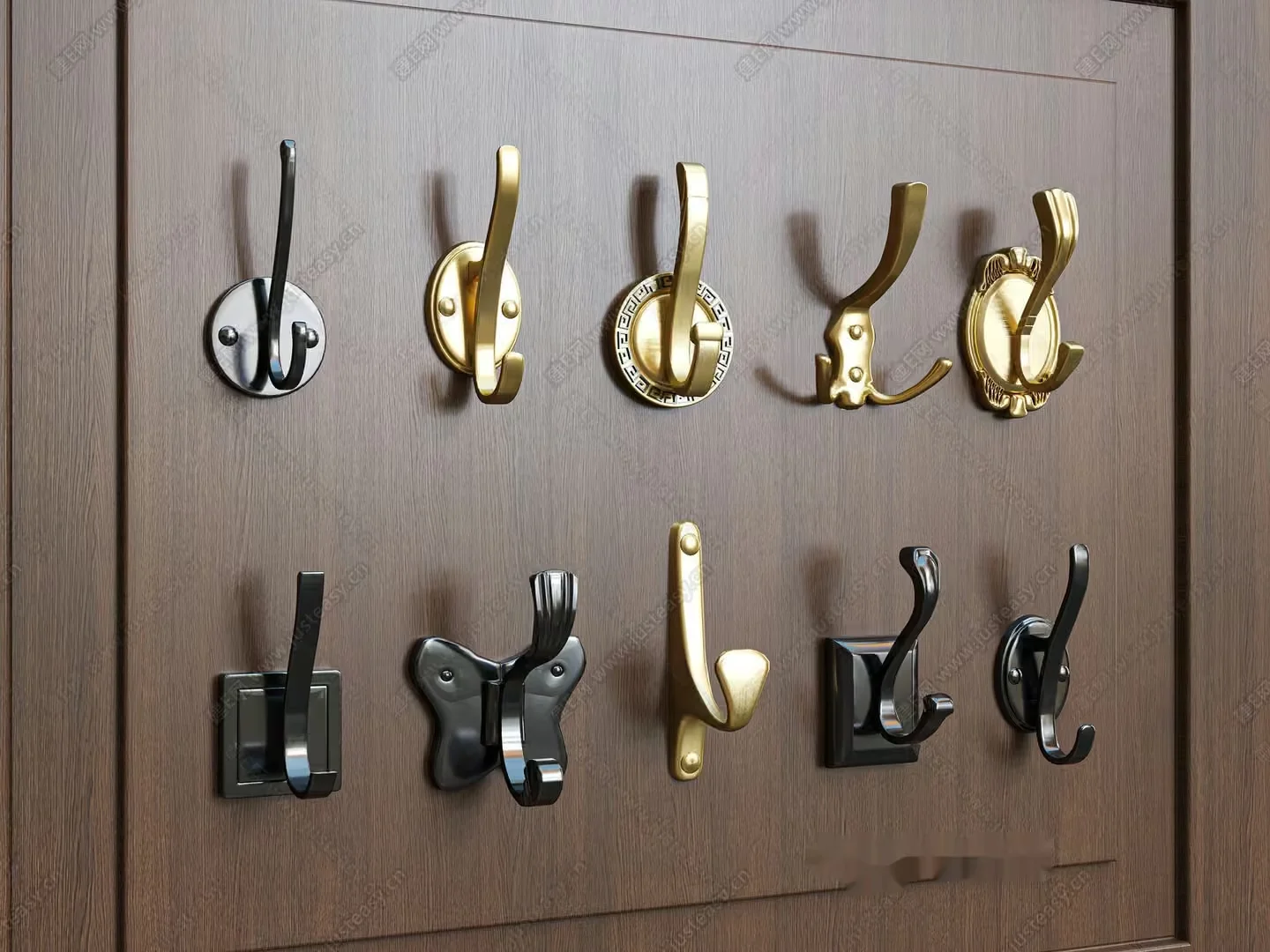 Gold Wall Hooks 3D Model – 11655 – CORONA Render