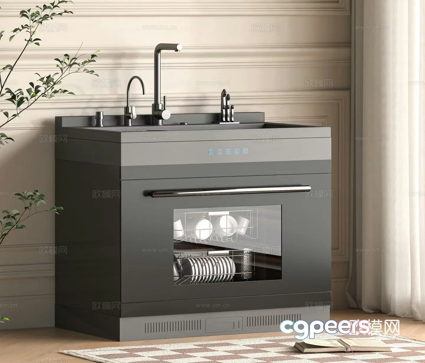 Modern dishwasher 3d model