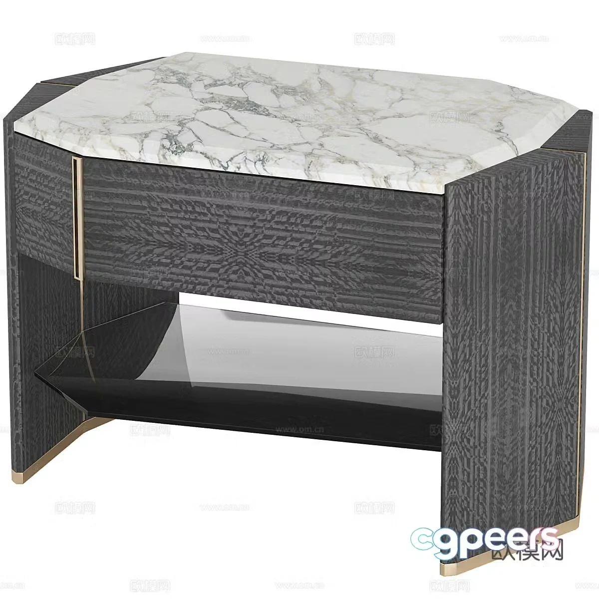 Modern Italian light luxury marble bedside table 3D model