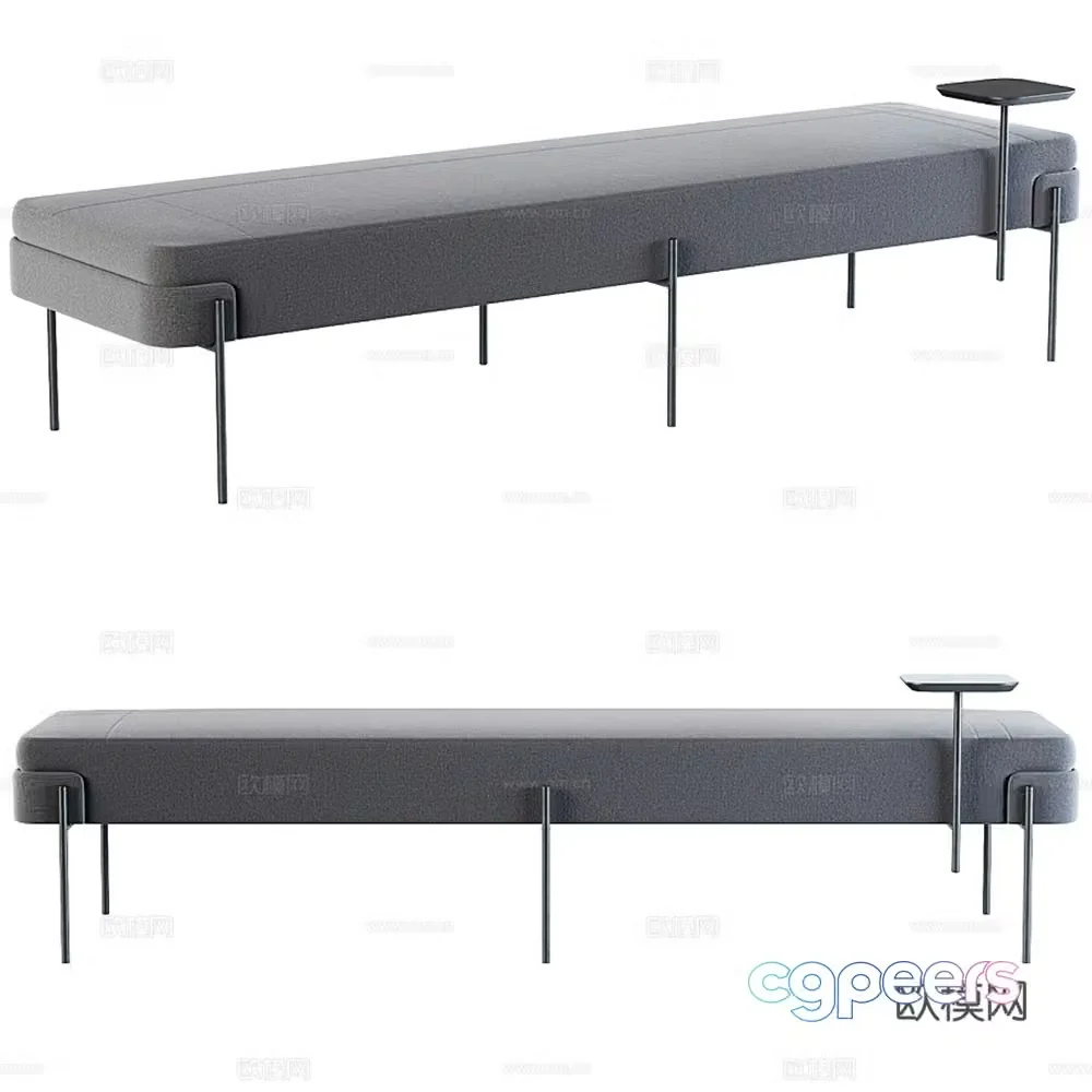 Modern long stool bedside stool 3d model
