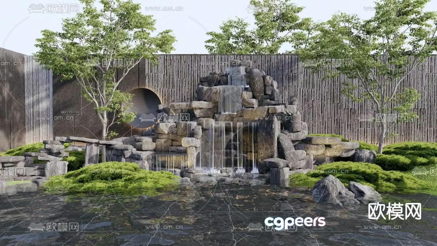 Rockery water feature water feature wall 3d model