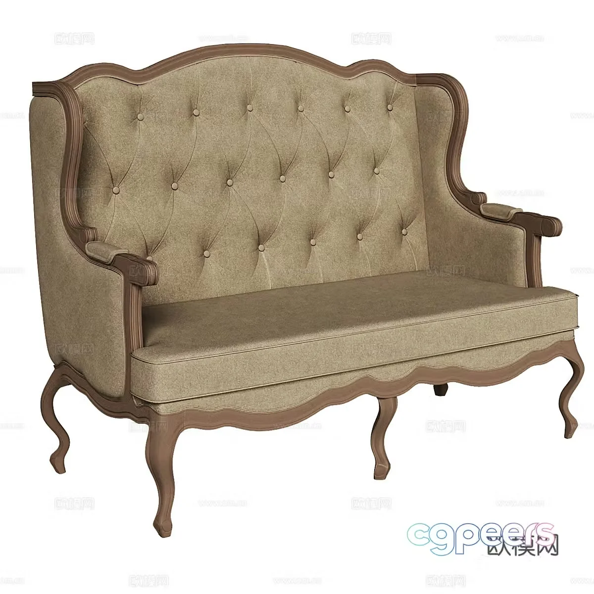 American simple double sofa double sofa simple double sofa living room sofa 3D model