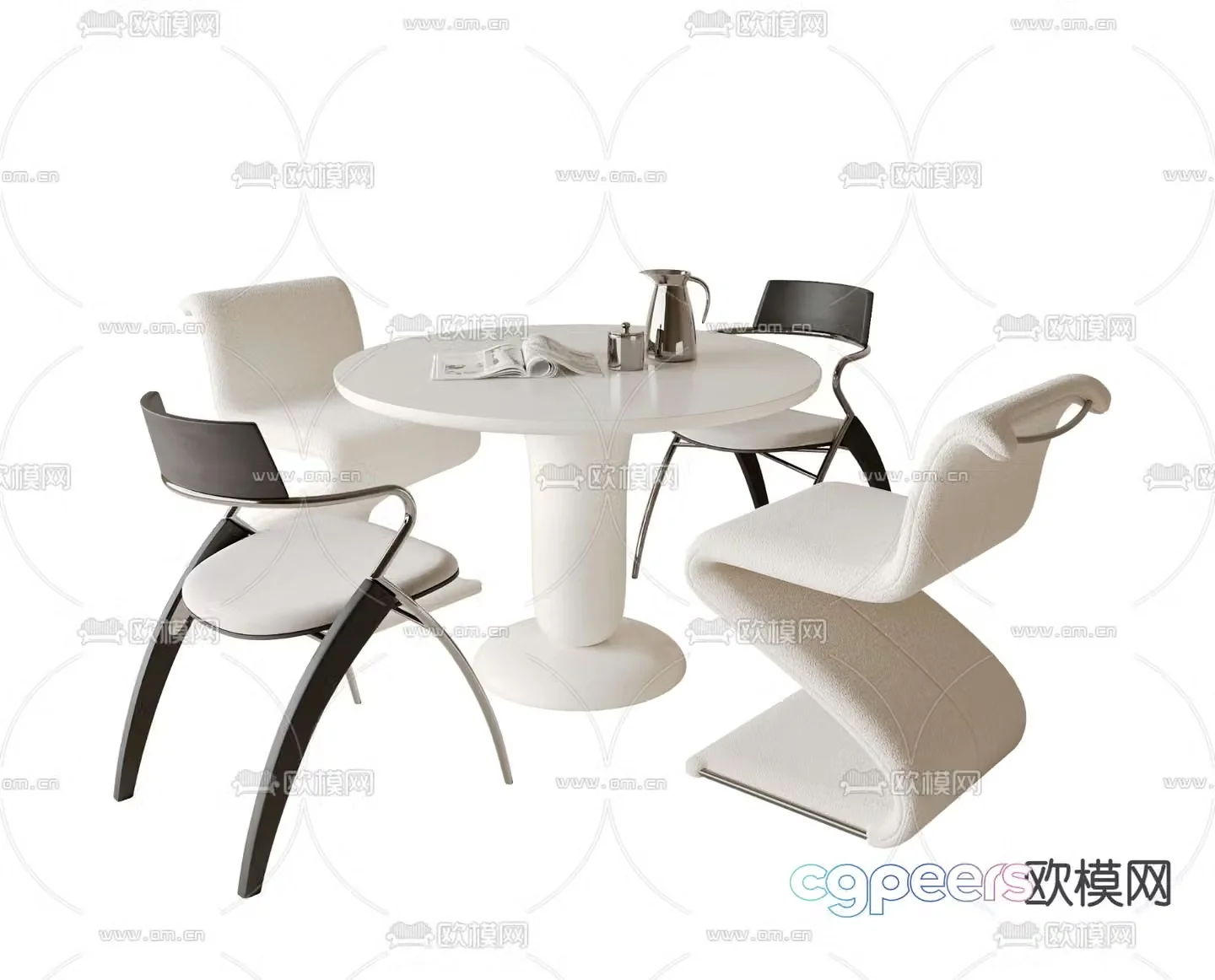 dining table and chairs marble dining table and chairs 3d model