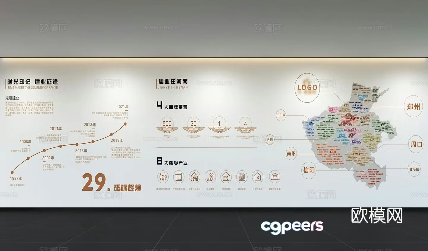Modern corporate culture wall Office background wall Corridor Promotional column Slogan Slogan Corporate style 3D model