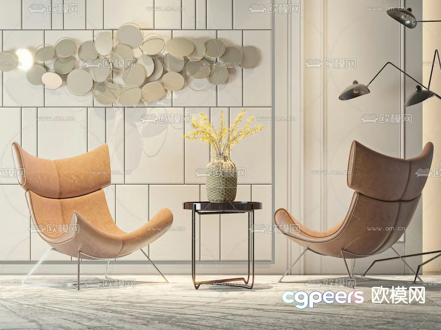 Leather chair lounge chair 3d model