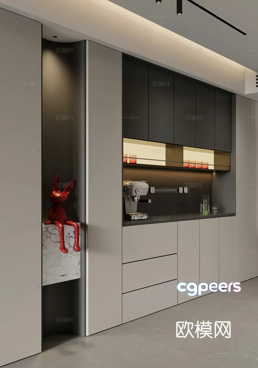 Modern luminous wine cabinet sideboard 3D model