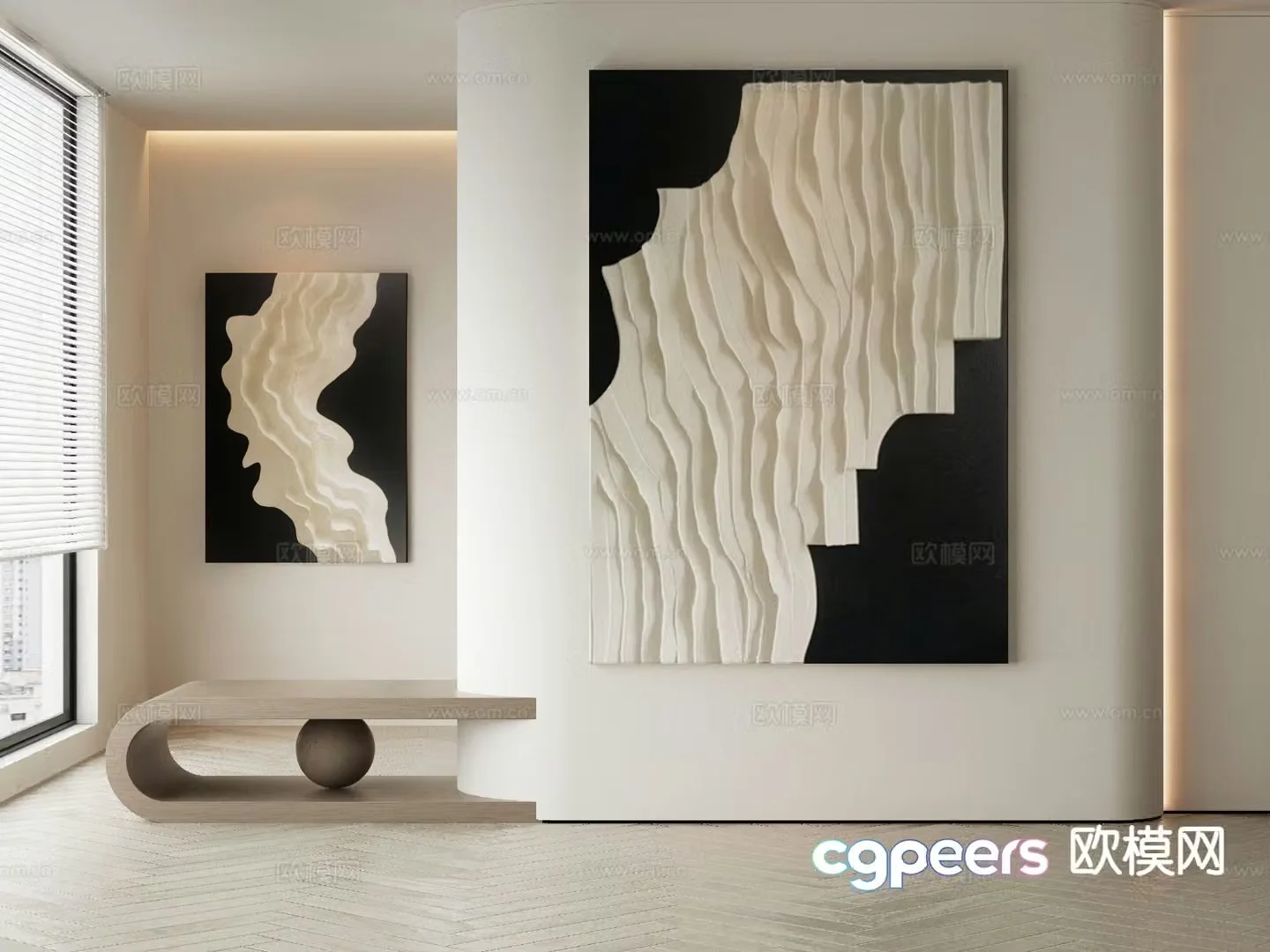 Modern texture painting decorative painting 3d model