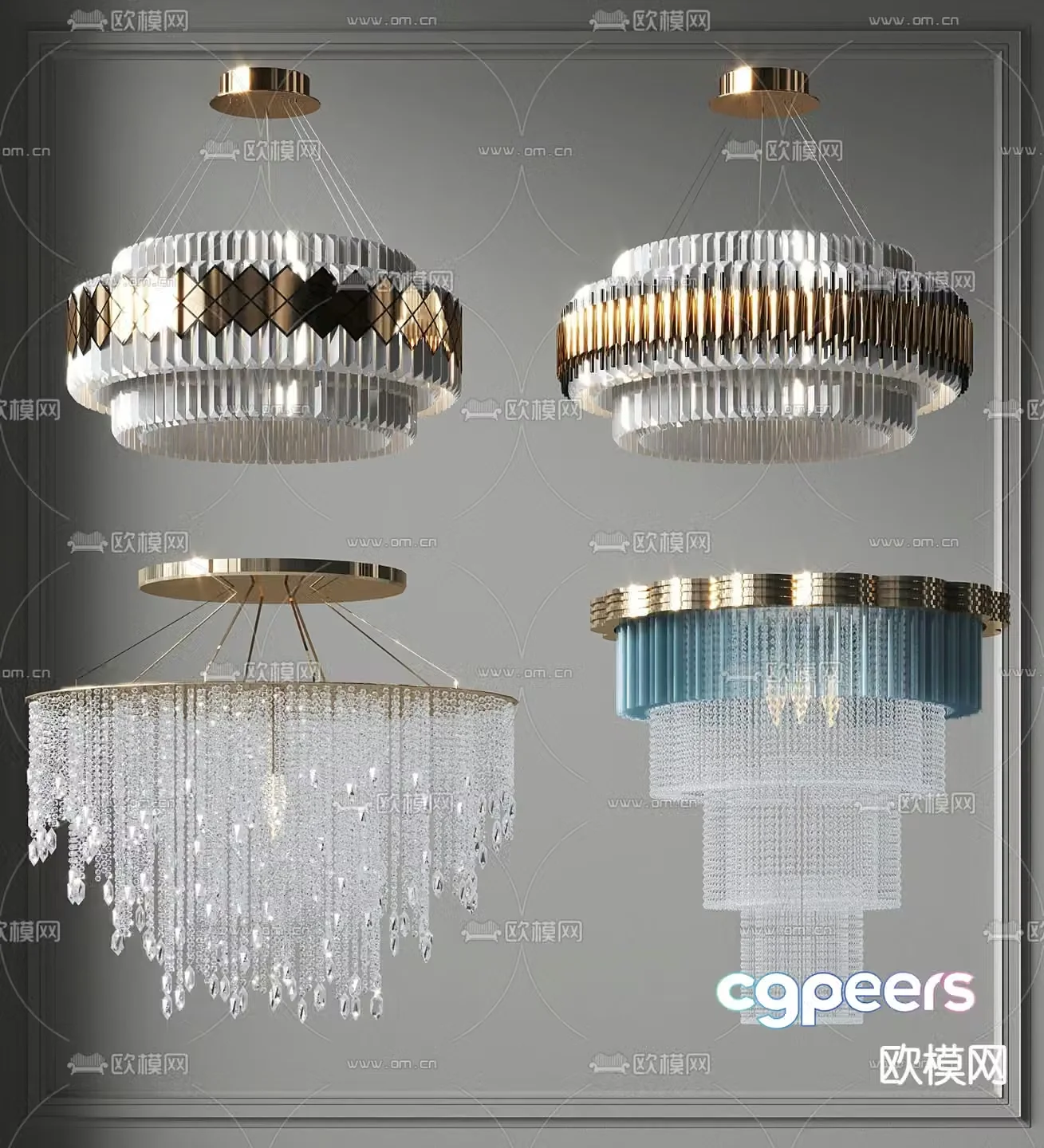 Light luxury chandeliers crystal chandeliers 3D model