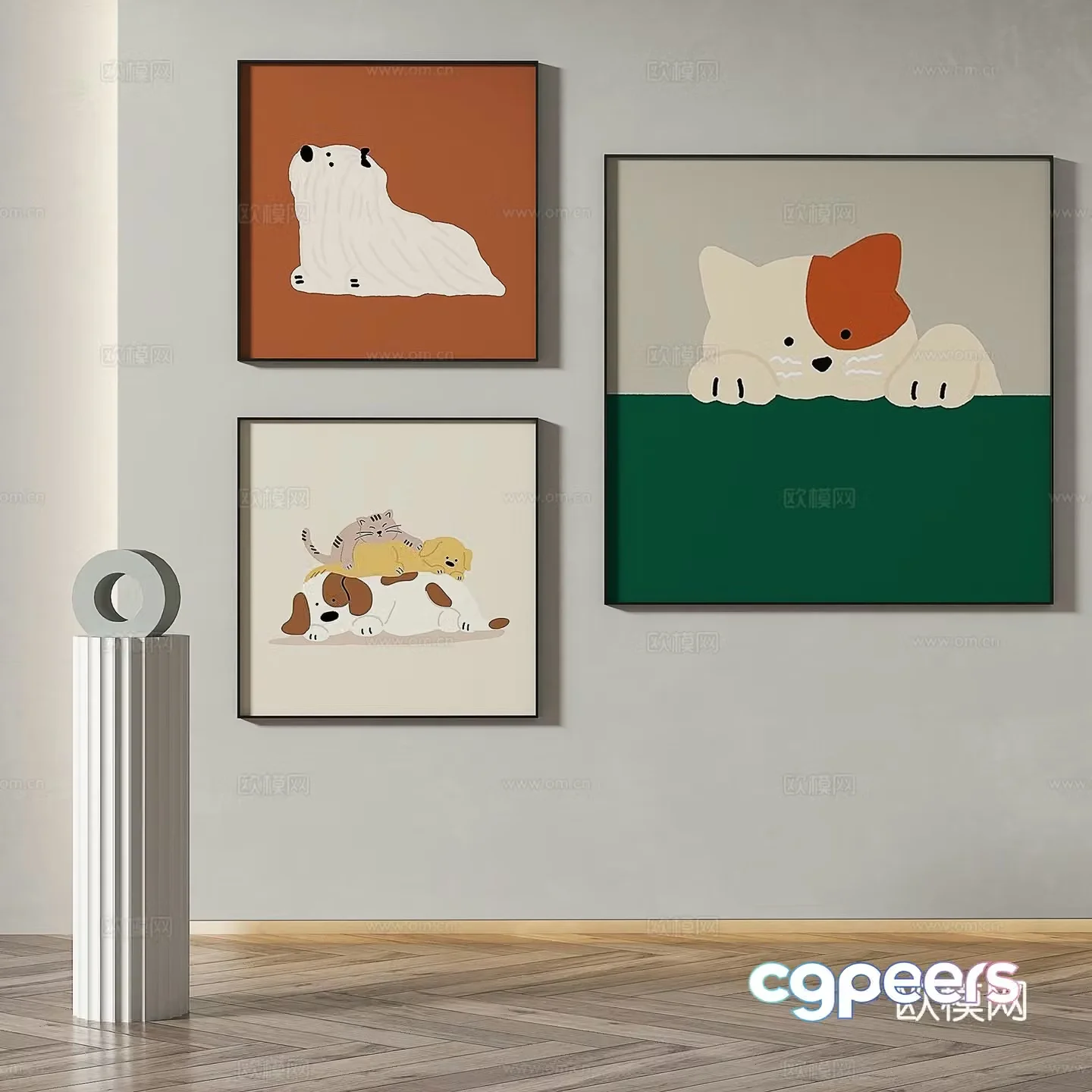 Modern minimalist abstract decorative painting 3d model