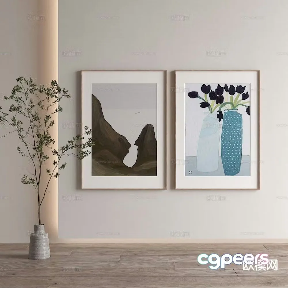 Nordic decorative painting combination painting 3D model