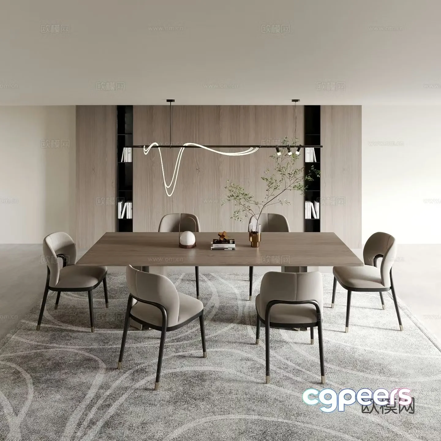Modern dining table and chairs 3d model