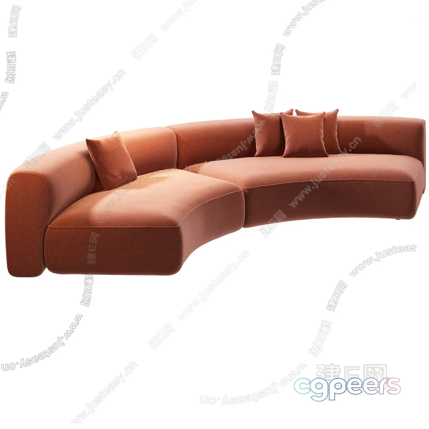 A Salmon-Colored Couch 3D Model – 1729 – CORONA Render