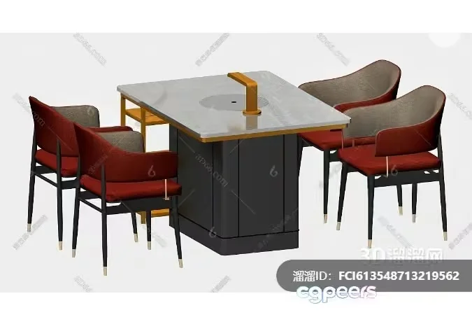 Modern Dining Table Set 3D Model – 4289 – VRAY Render