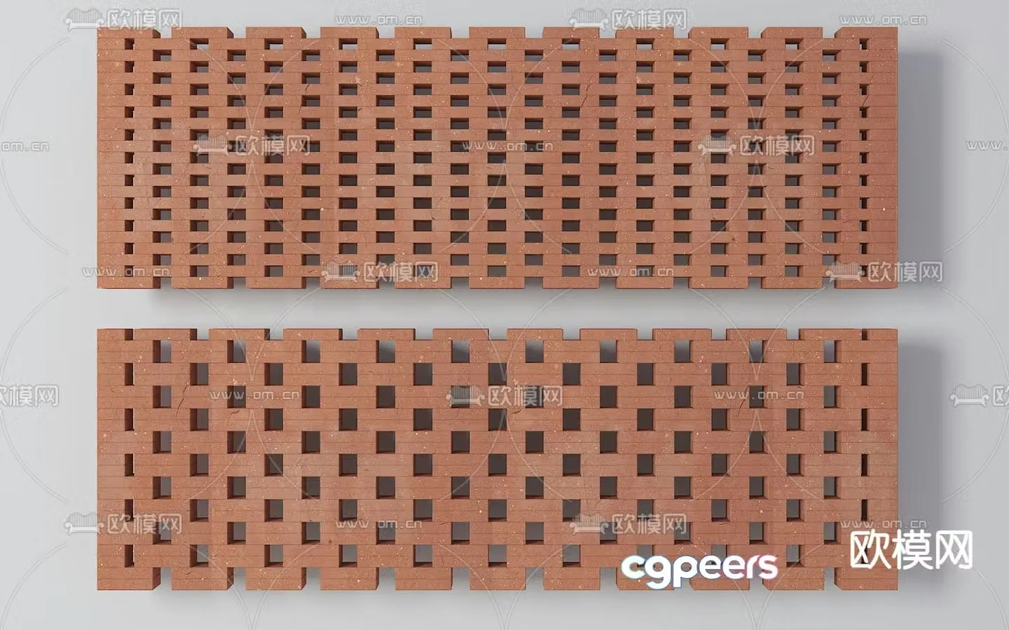 Hollow red brick wall Hollow brick partition Red brick 3D model