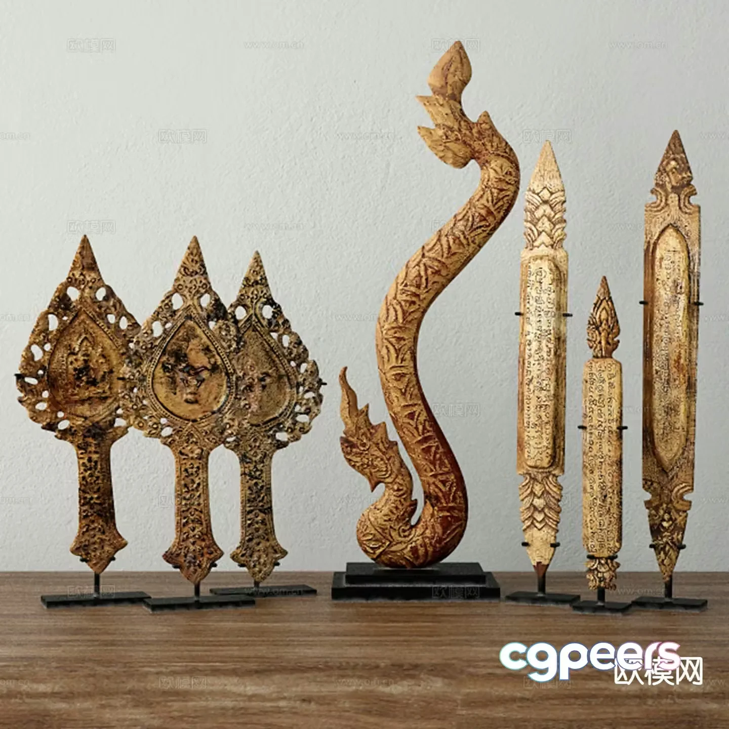 Southeast Asian decorations ornaments statues 3D model
