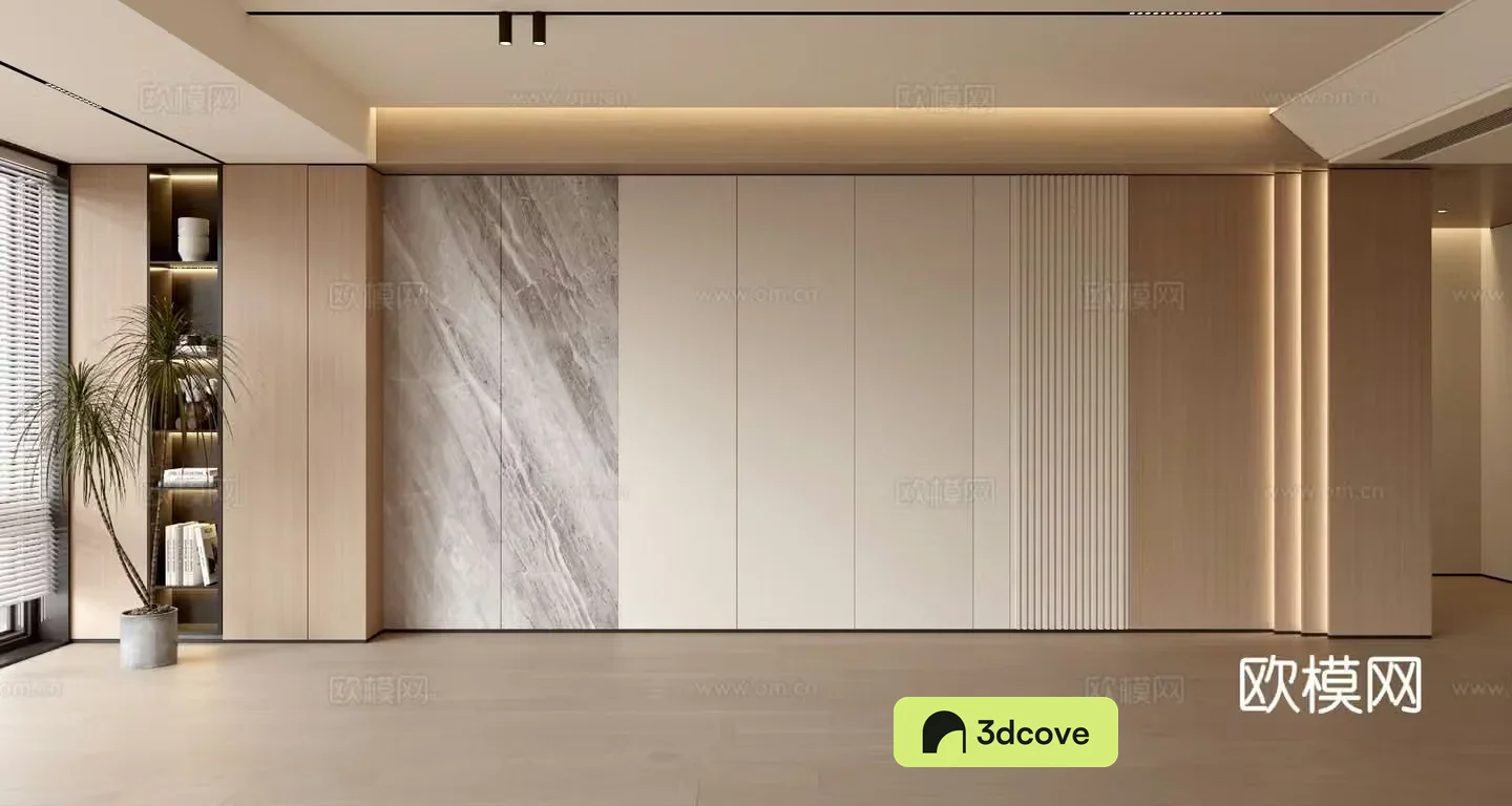 Modern simple sofa background wall modern ornament balcony cabinet living room cabinet wood veneer background wall